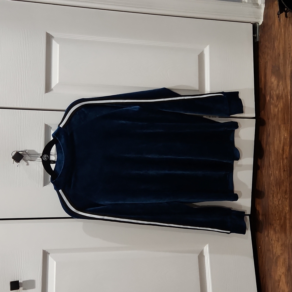 Velvet feel dark teal long sleeve top
